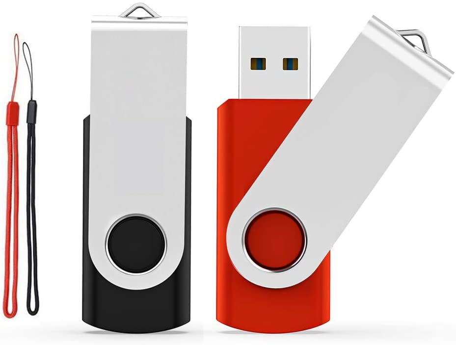 JOIOT 32GB USB 3.0 Flash Drive 2 Pack Thumb Drive High Speed 32gb Memory Stick Pendrive Fold Storage Keychain Jump Drive Zip Drive（Black&Red）
