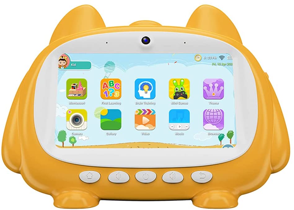 Kinsenyo Kids Tablet, 7 inch 1024 X 600 IPS Display Android 9.0 Kids Edition 1GB+16GB StorageTablet for Kids, WiFi, Bluetooth, Games (Yellow)