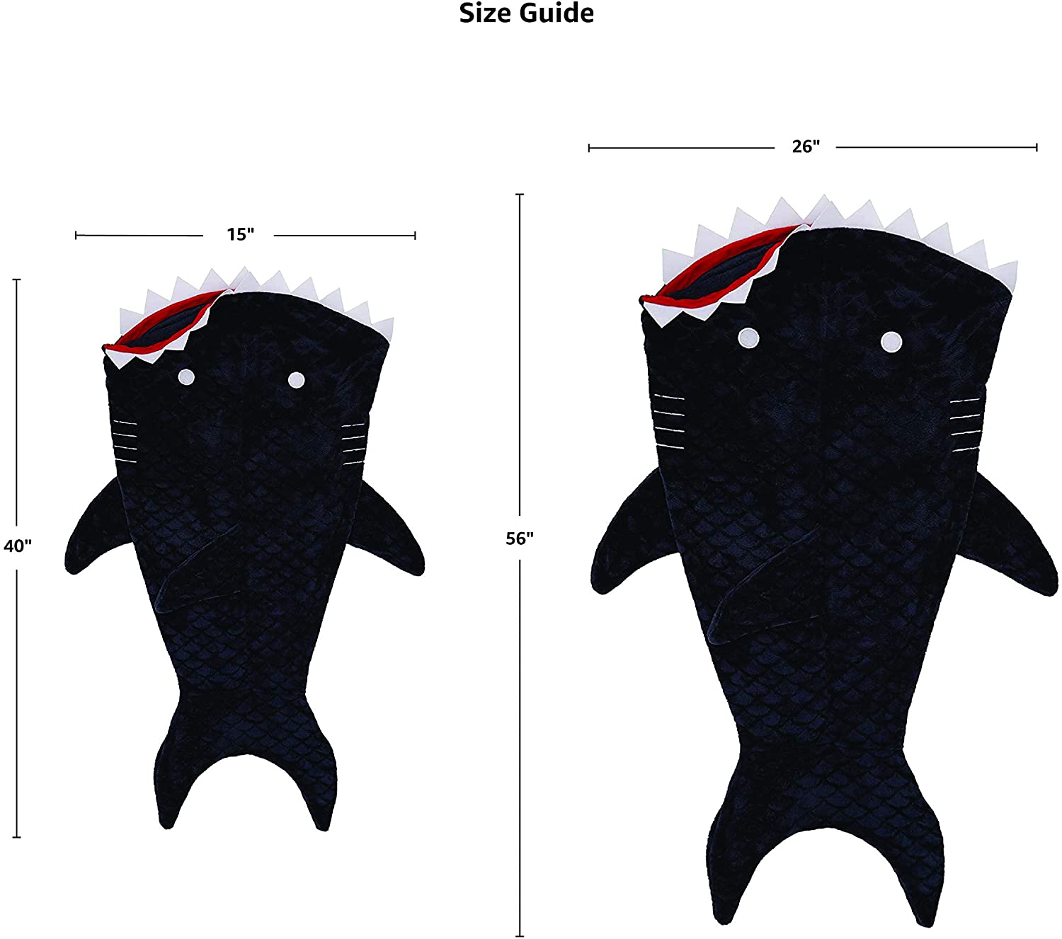 Amazon Basics Kids Fleece Tail Blanket - 26\\\'\\\' x 56\\\'\\\', Shark