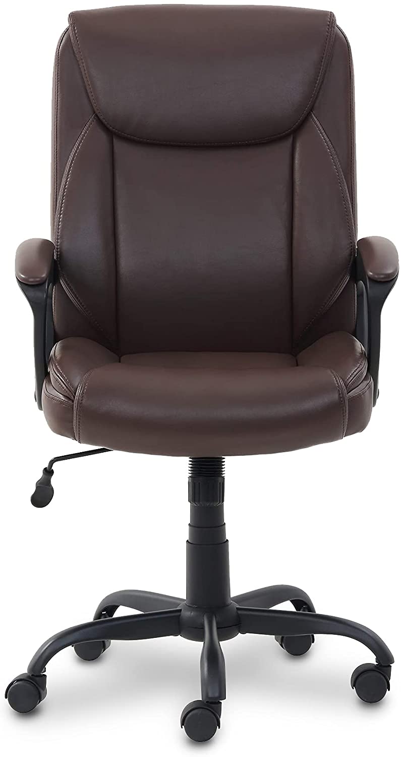 Amazon Basics Classic Puresoft Padded Mid-Back Office Computer Desk Chair with Armrest - Brown
