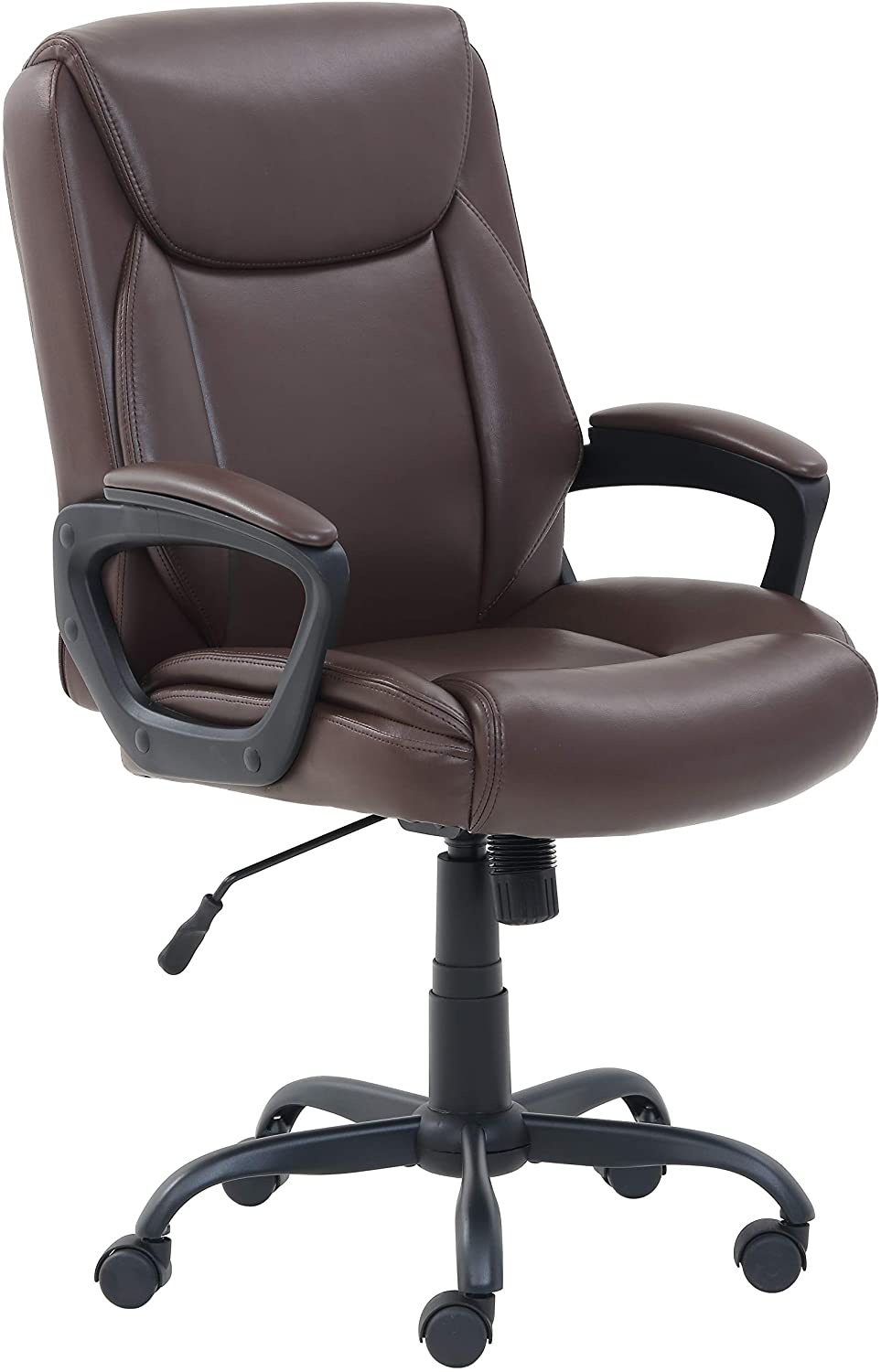 Amazon Basics Classic Puresoft Padded Mid-Back Office Computer Desk Chair with Armrest - Brown