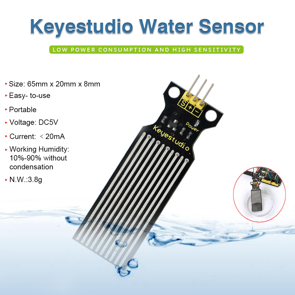 Free Shipping!Keyestudio Water Level Sensor  Droplet Detection Module for Arduino UNO R3