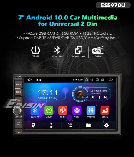 Erisin ES6590KD 7" Detachable 1 Din Car Stereo DAB+ CD USB SD GPS Bluetooth RDS DTV DVD Sat Nav