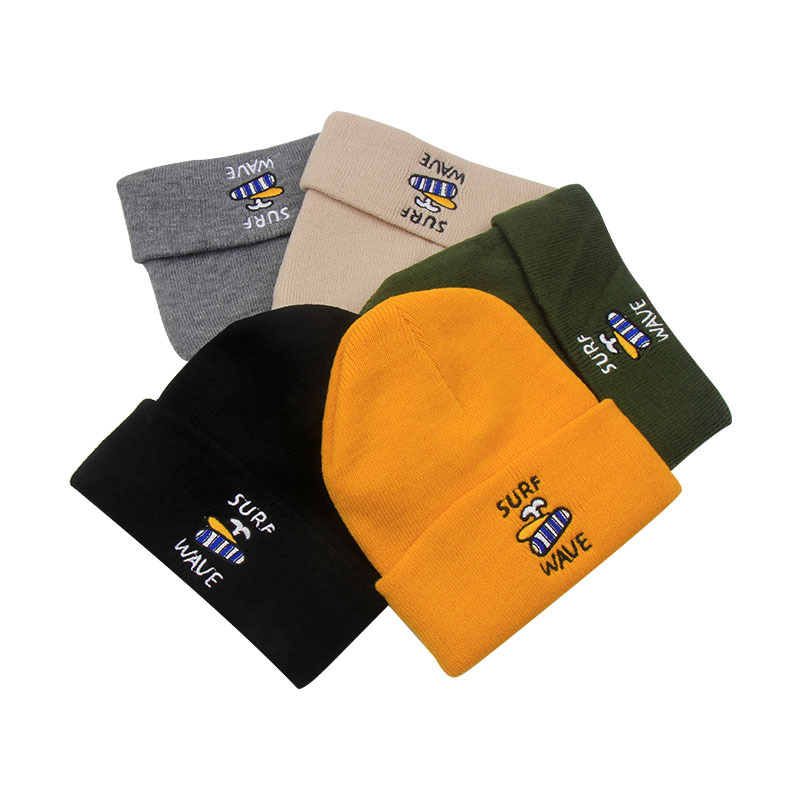 Custom Embroidered Logo Winter Beanie Hat Designer Kid Adult Fisherman Knit Cuffed Beanies